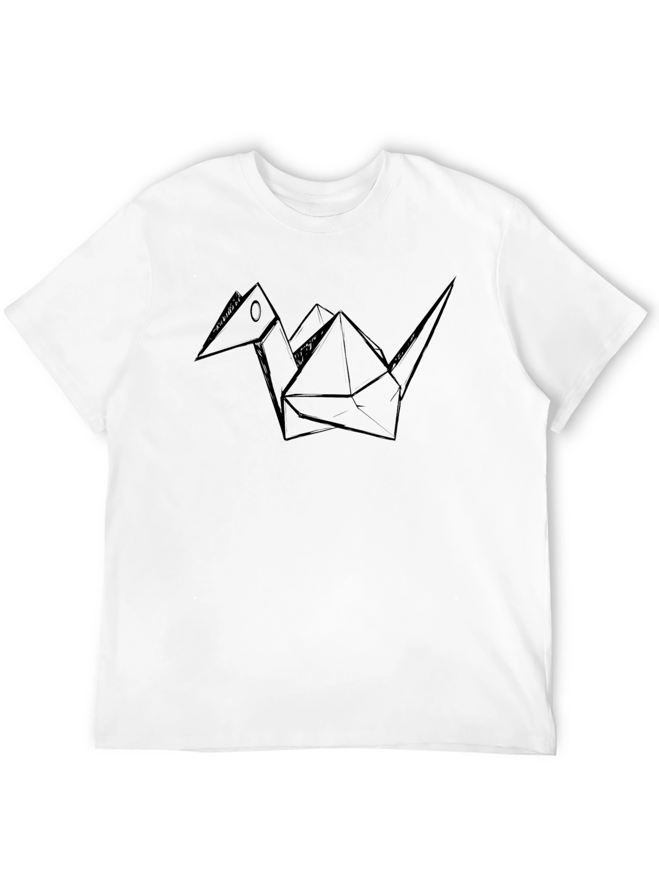 Black Origami Crane Graphic Tee - Modern Black T-Shirt view 12