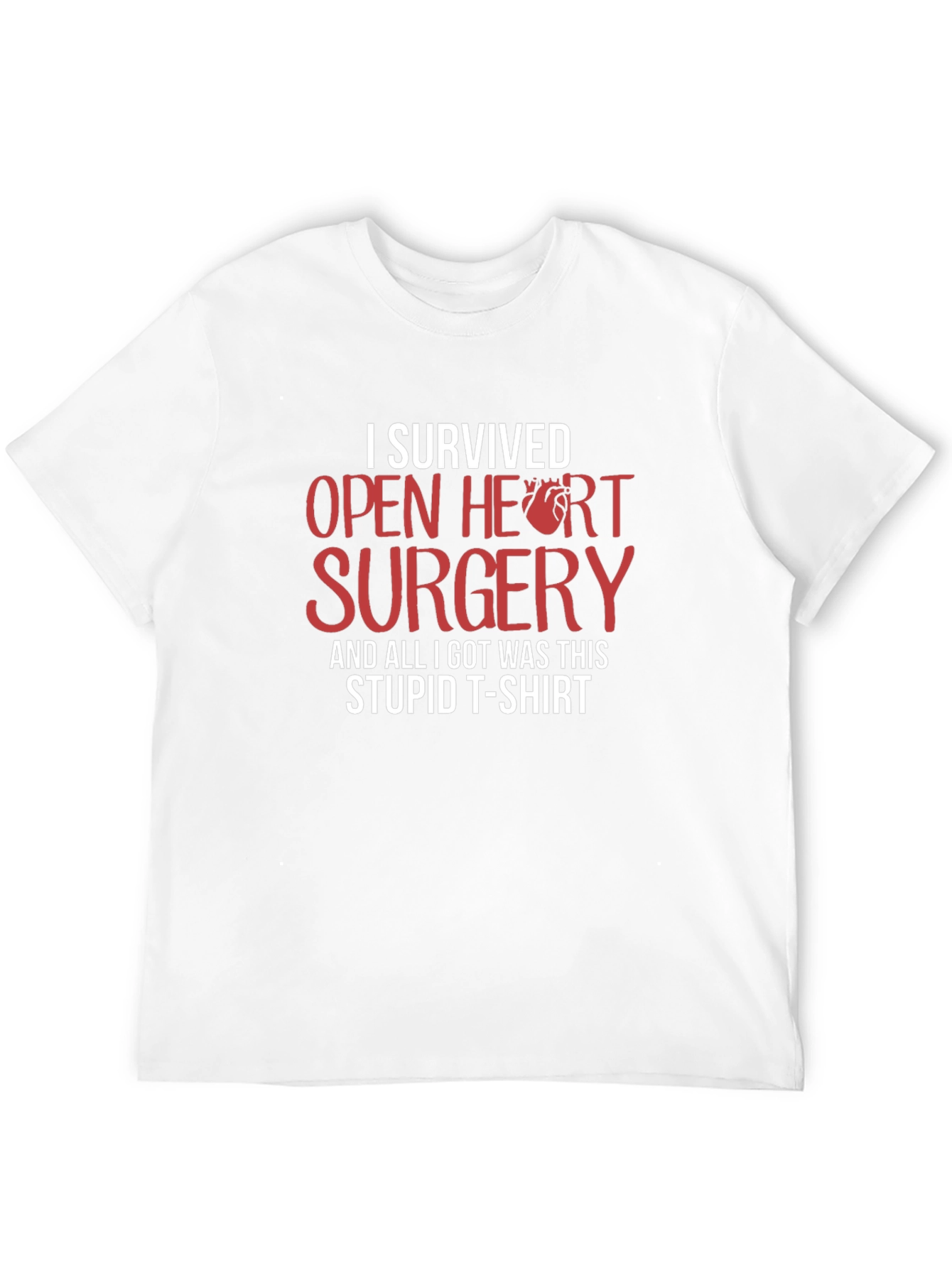 Black I Survived Open Heart Surgery Funny T-Shirt view 12