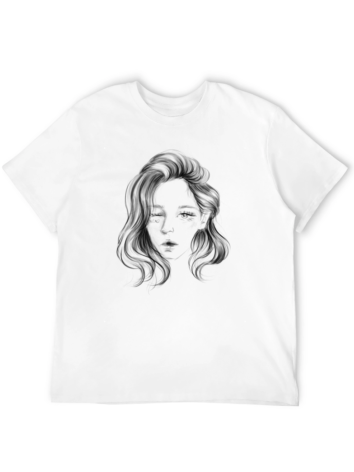 Black Graphic Tee - Woman's Face Design view 12