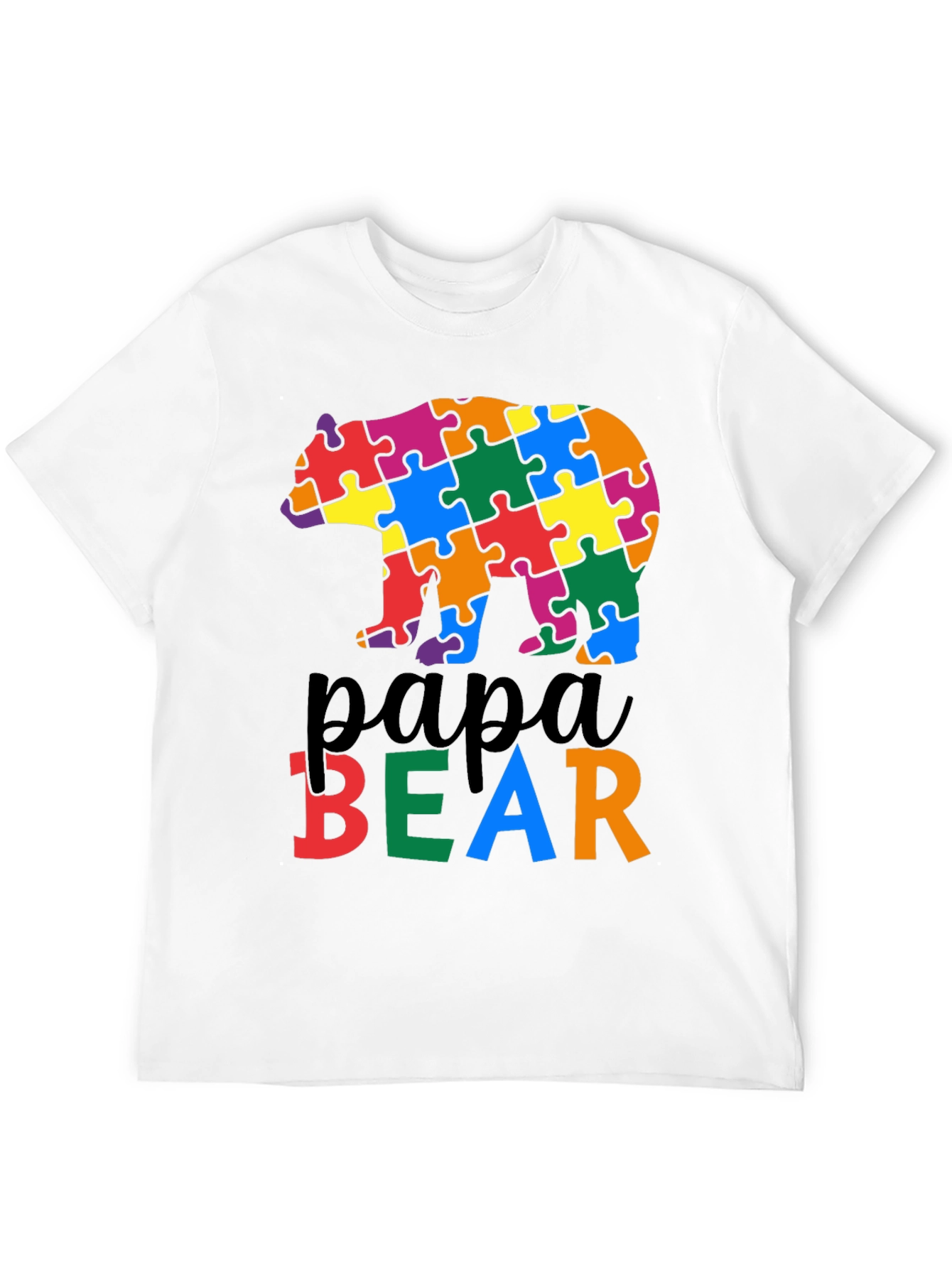 Black Papa Bear Autism Awareness T-Shirt view 12