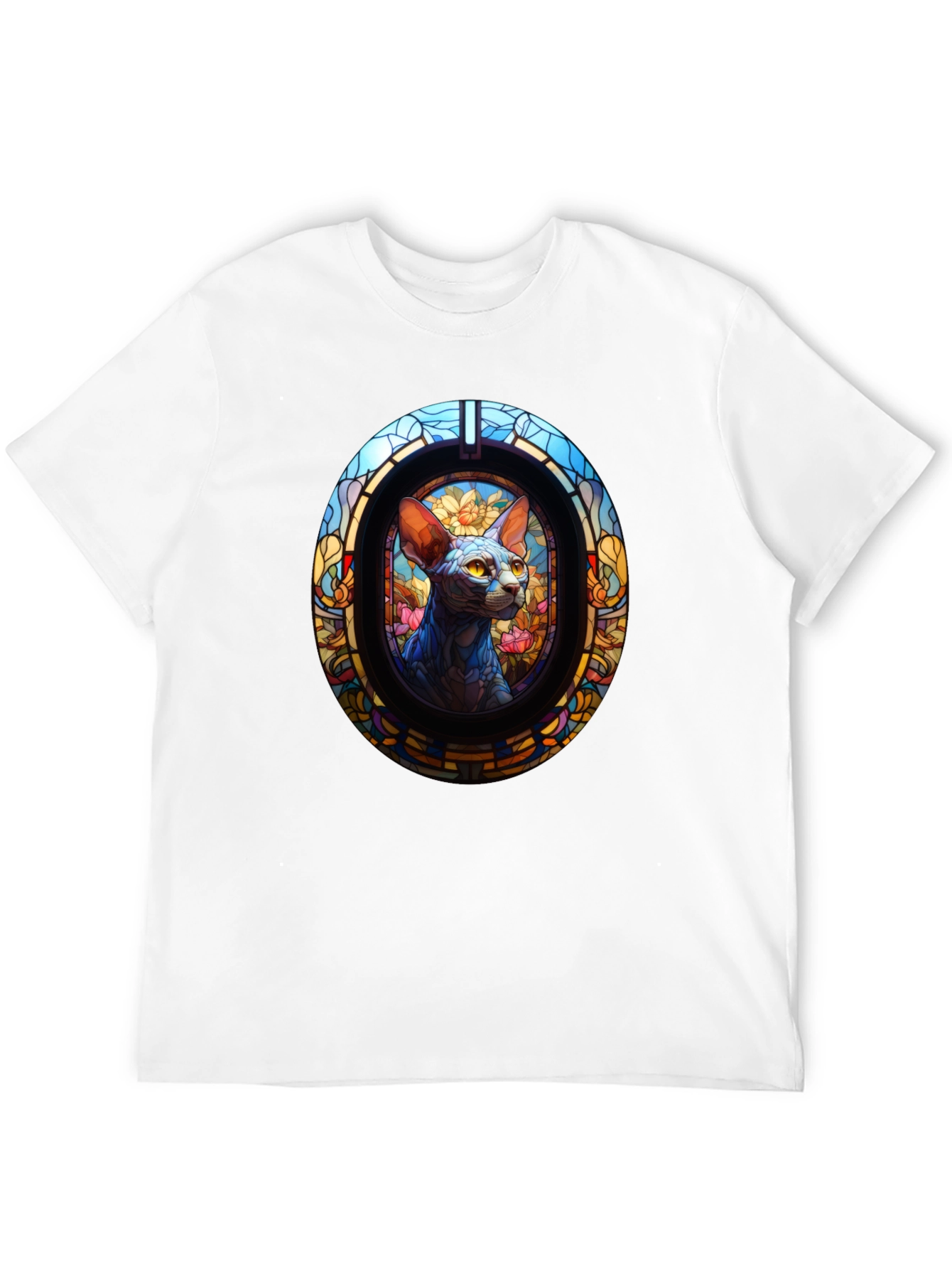 Black Stained Glass Cat T-Shirt view 12