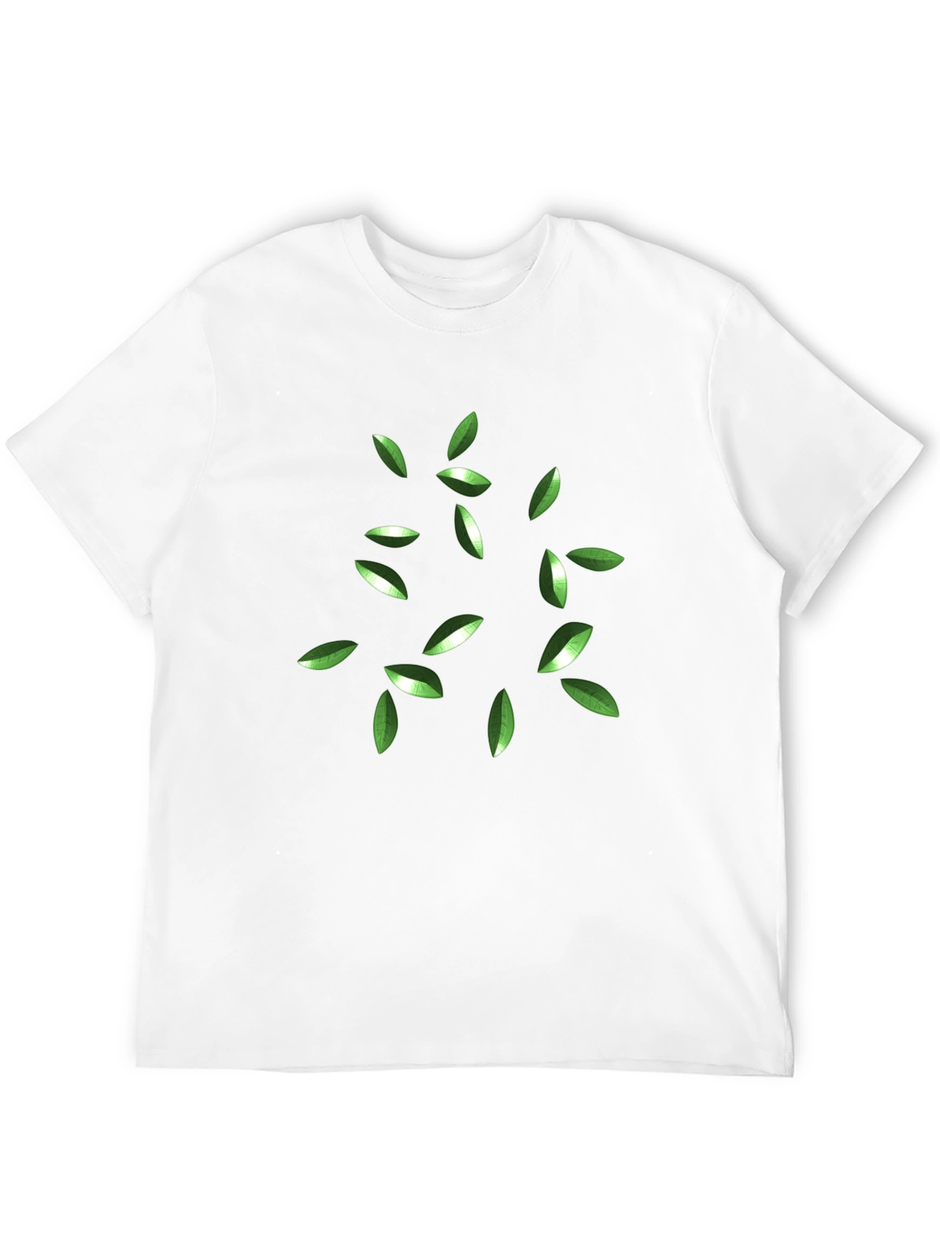 Black Green Leaves Graphic Black T-Shirt view 12