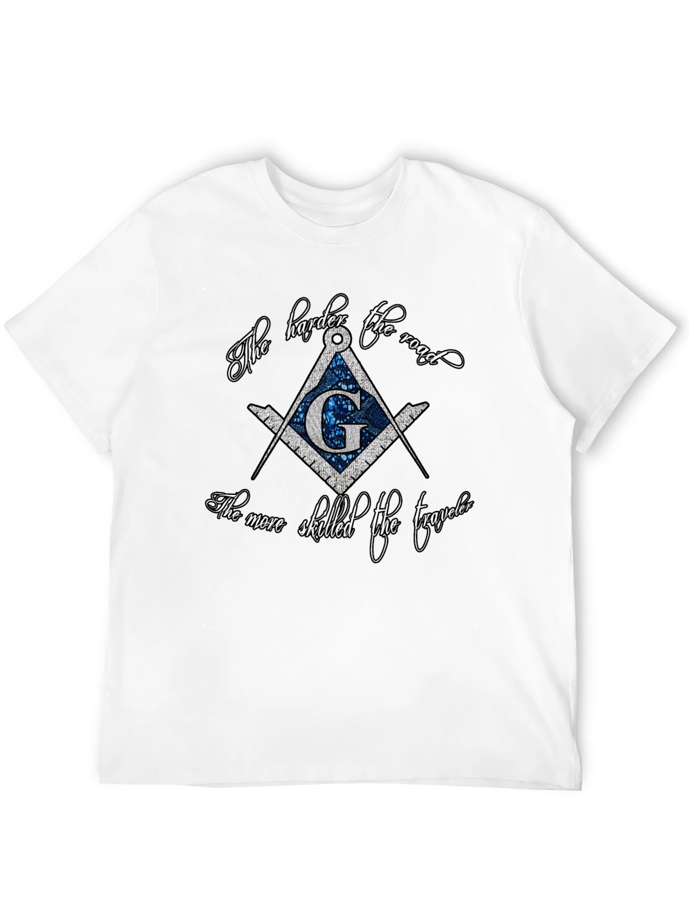 Black Masonic Compass T-Shirt - The Harder the Road view 12