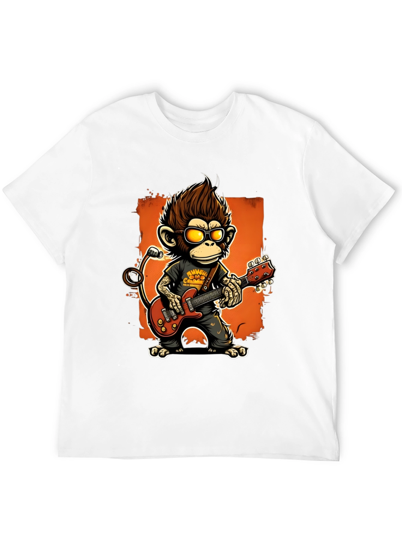 Black Rockin' Monkey Guitarist Graphic Tee view 12