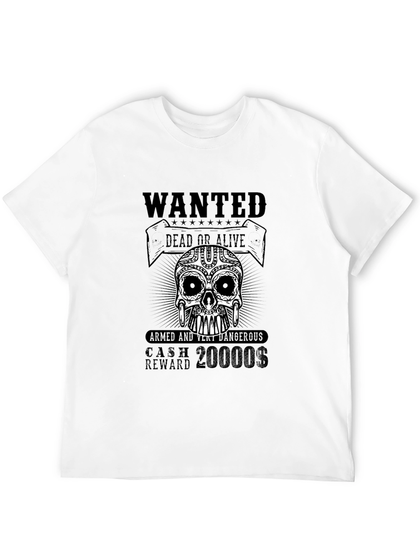 Black Wanted Skull T-Shirt - Armed & Very Dangerous view 12
