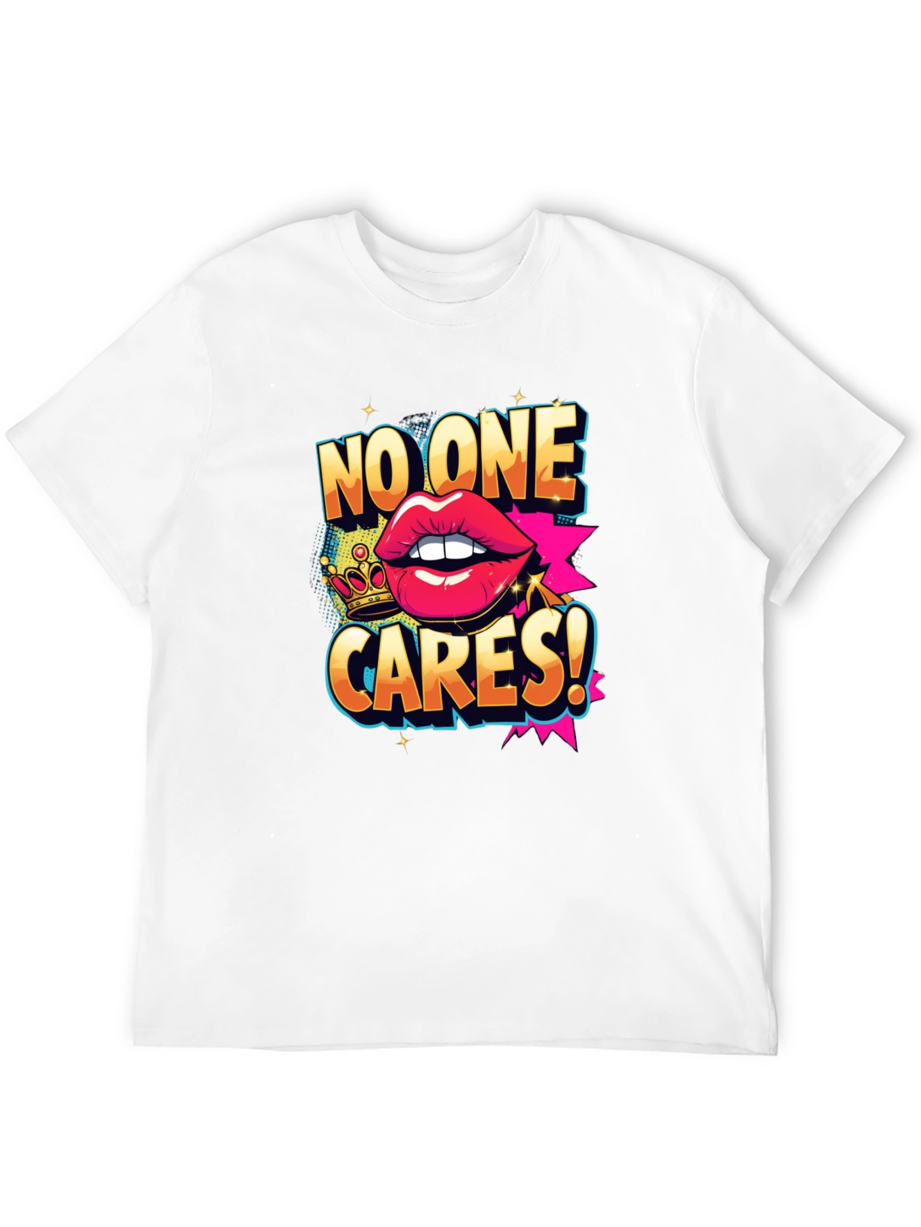 Black No One Cares Graphic Tee - Funny Slogan T-Shirt view 12
