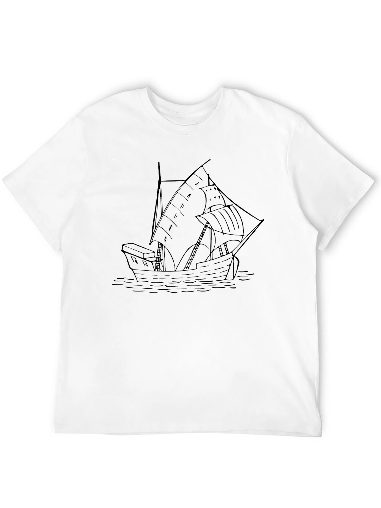 Black Nautical Ship Graphic Tee - Classic Black T-Shirt view 12