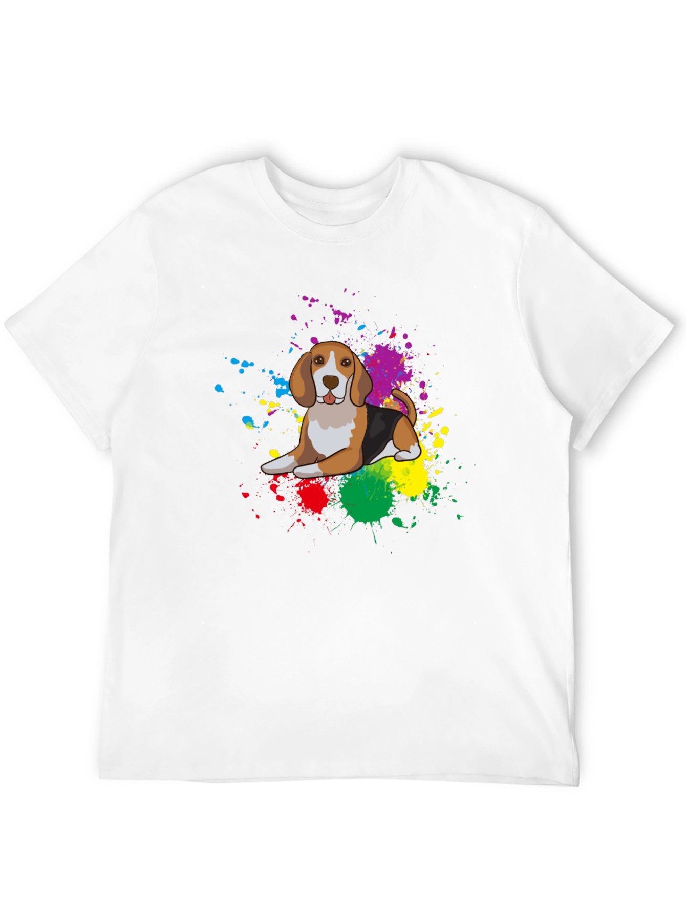 Black Beagle Dog Colorful Splatter T-Shirt - Unisex view 12