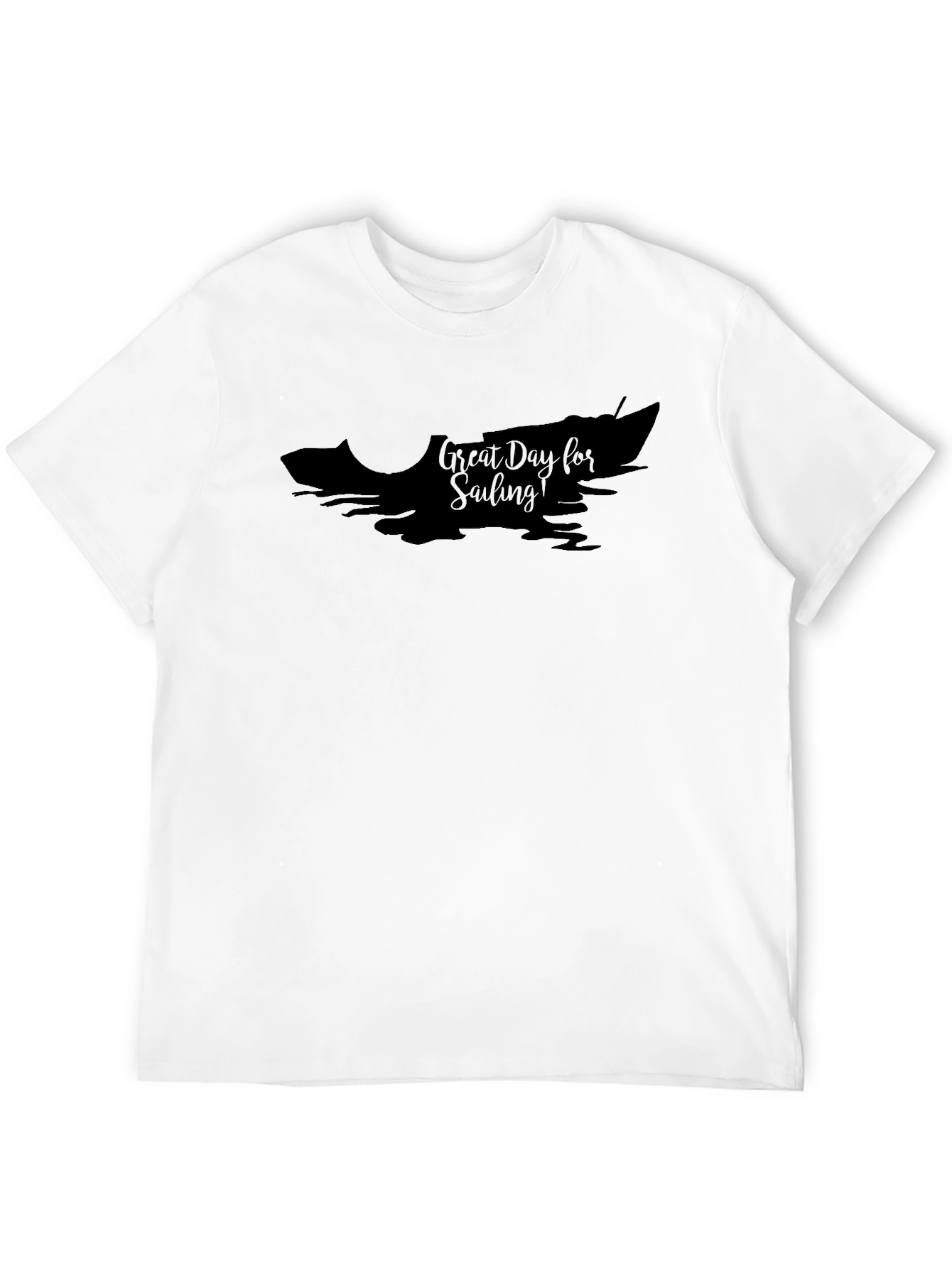 Black Great Day for Sailing T-Shirt - Black Cotton Tee view 12