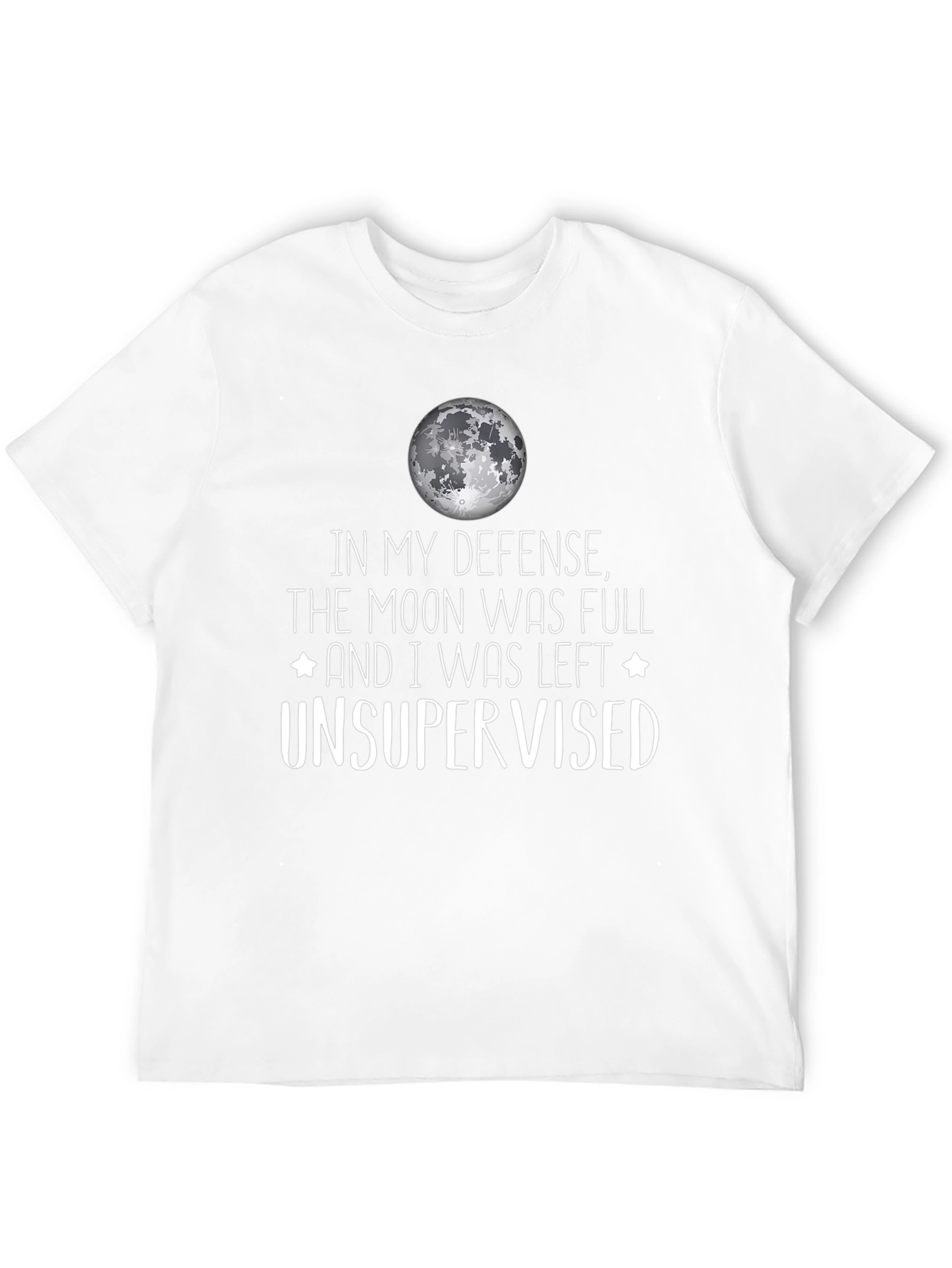 Black Funny Moon Full Unsupervised Graphic T-Shirt view 12