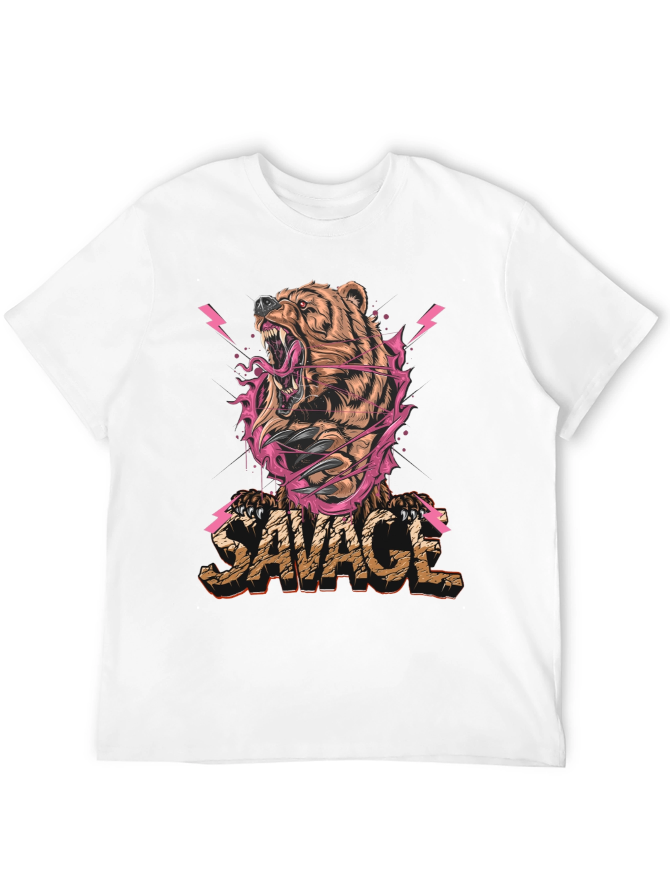 Black Savage Bear Graphic Print T-Shirt - Men's view 12
