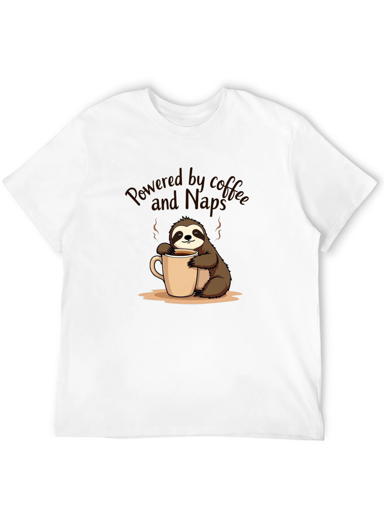 Black Powered by Coffee and Naps Sloth T-Shirt view 12