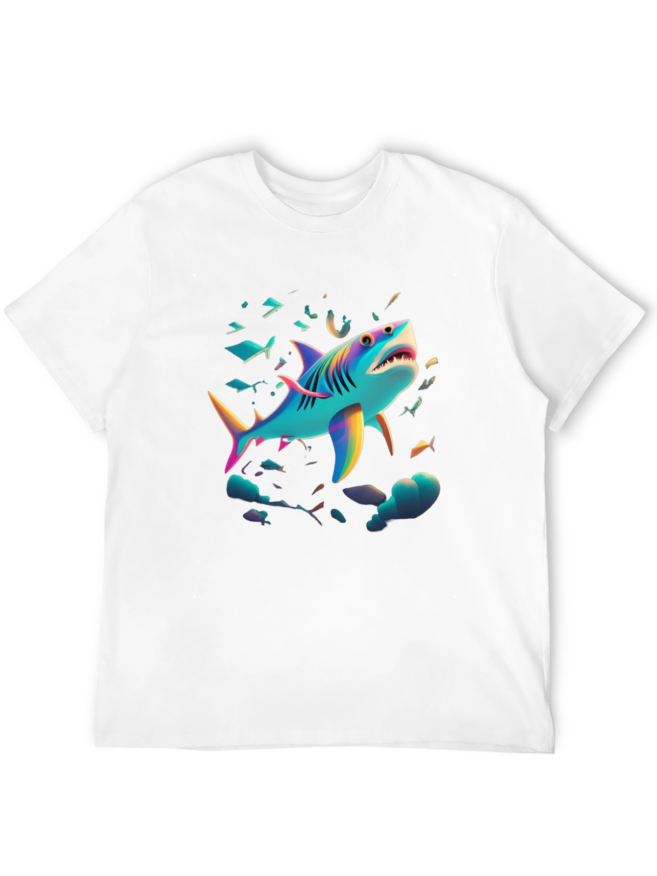 Black Vibrant Shark Graphic Tee - Black Cotton Blend view 12