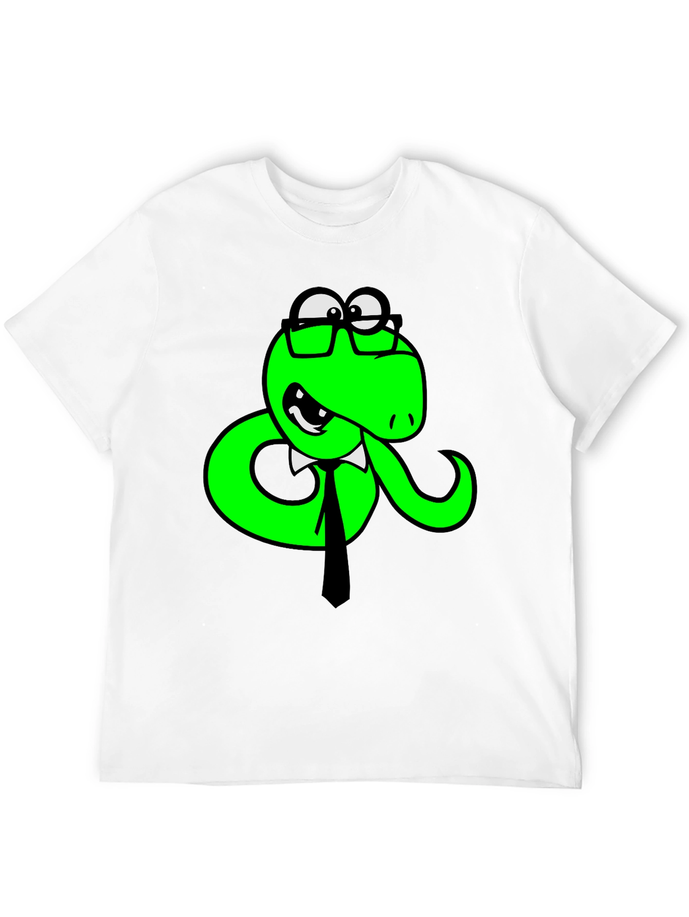 Black Funny Snake with Glasses Black T-Shirt view 12