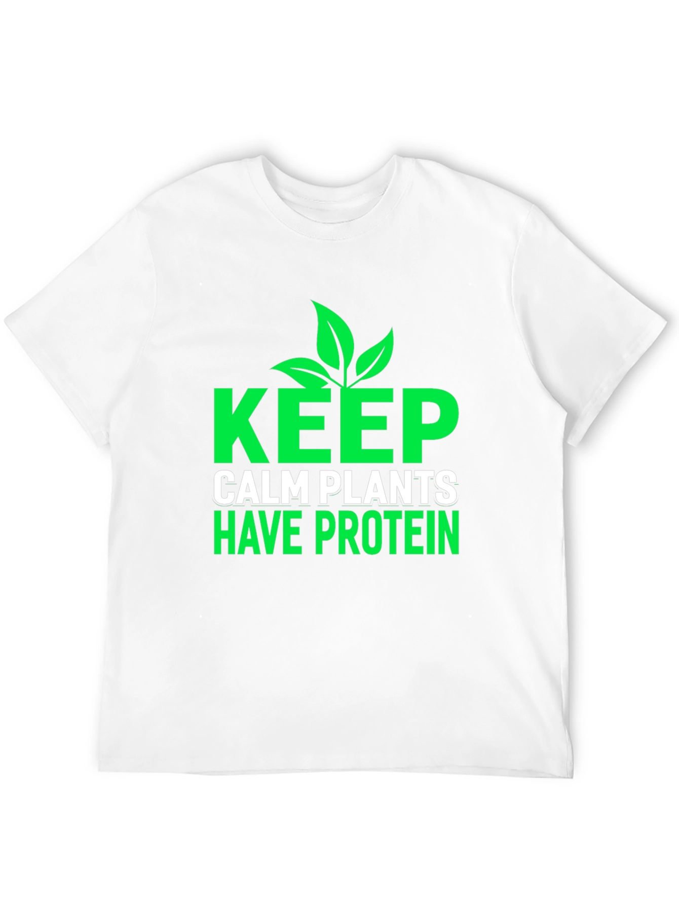 Black Keep Calm Plants Have Protein T-Shirt - Vegan Friendly view 12