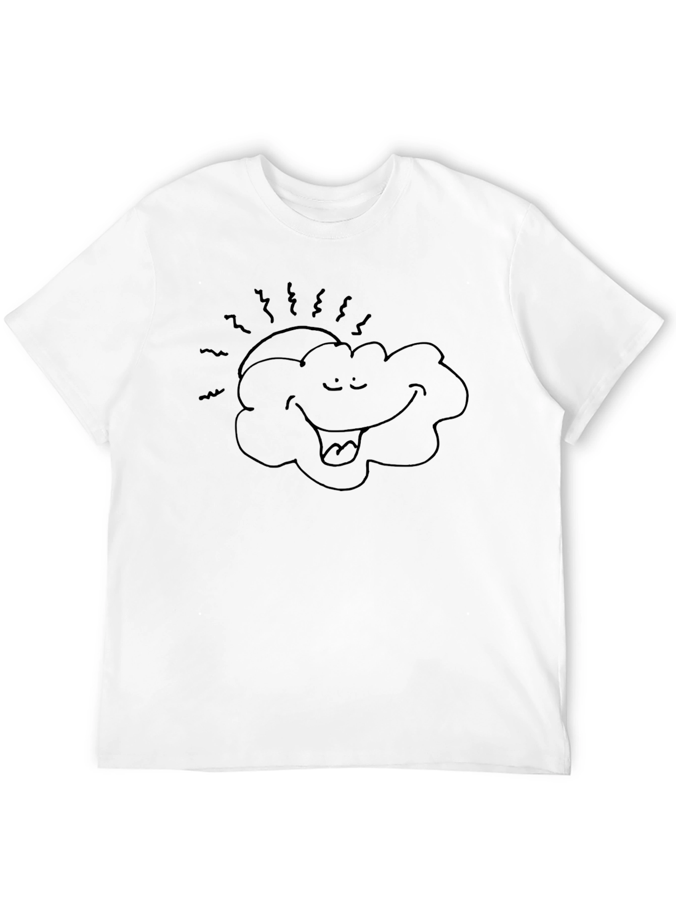 Black Funny Cartoon Smiling Sun & Cloud Graphic T-Shirt view 12