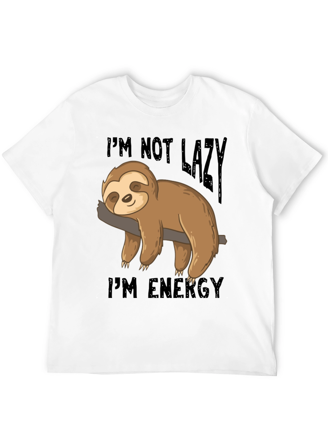 Black Lazy Sloth Energy T-Shirt - Comfortable Cotton Blend Tee view 12