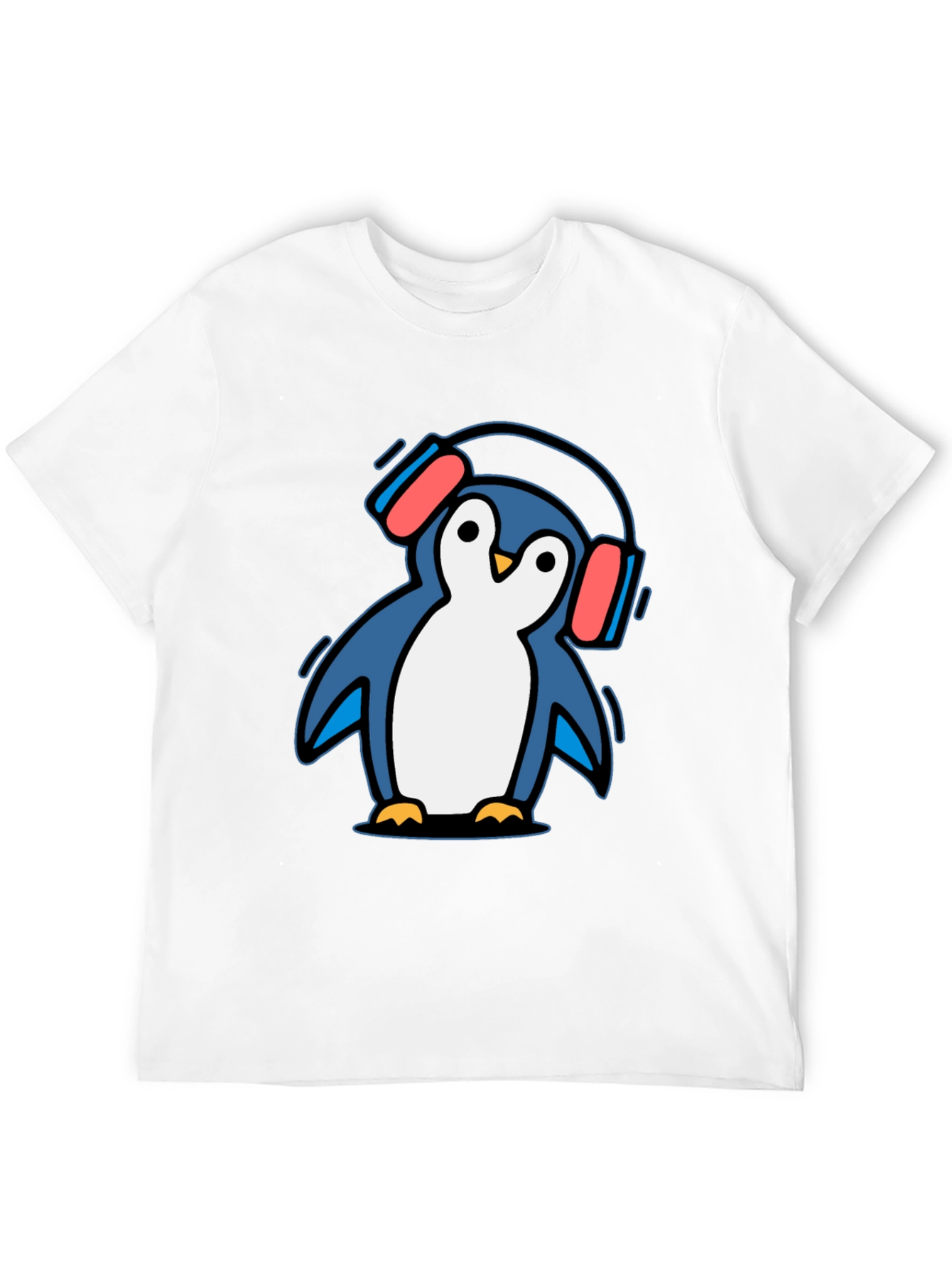 Black Penguin Headphone T-Shirt - Cool Graphic Tee view 12