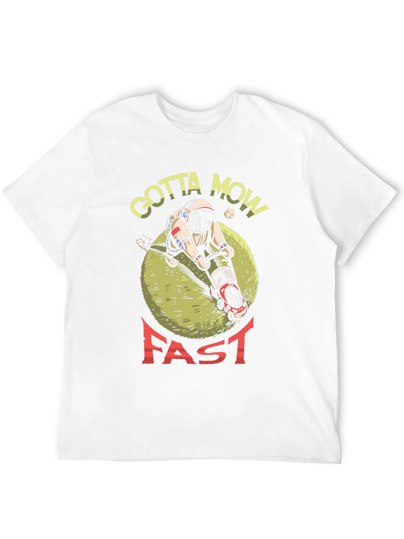 Black Gotta Mow Fast T-Shirt, Astronaut Lawn Mower Design view 12