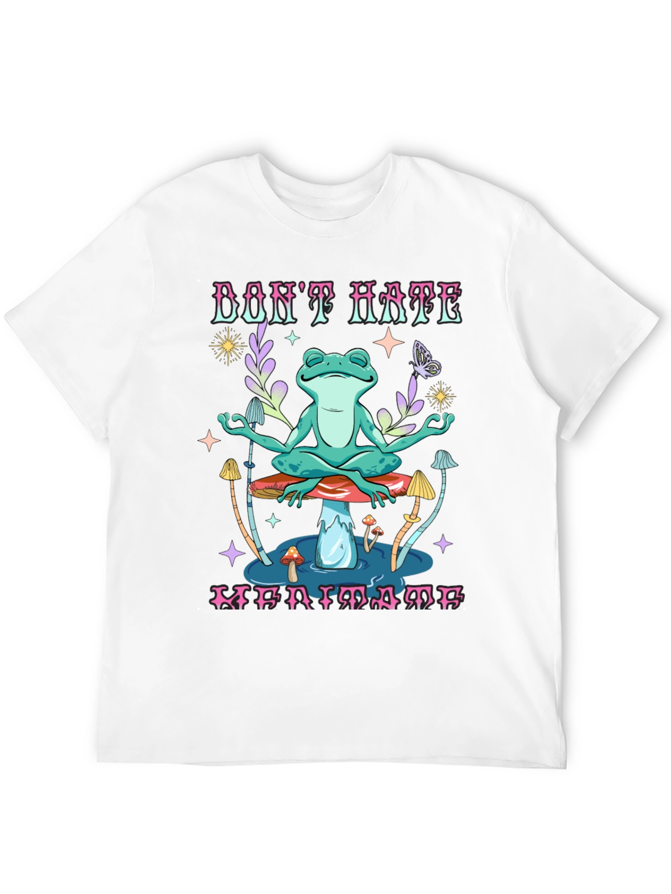 Black Don't Hate Meditate Frog Graphic T-Shirt view 12