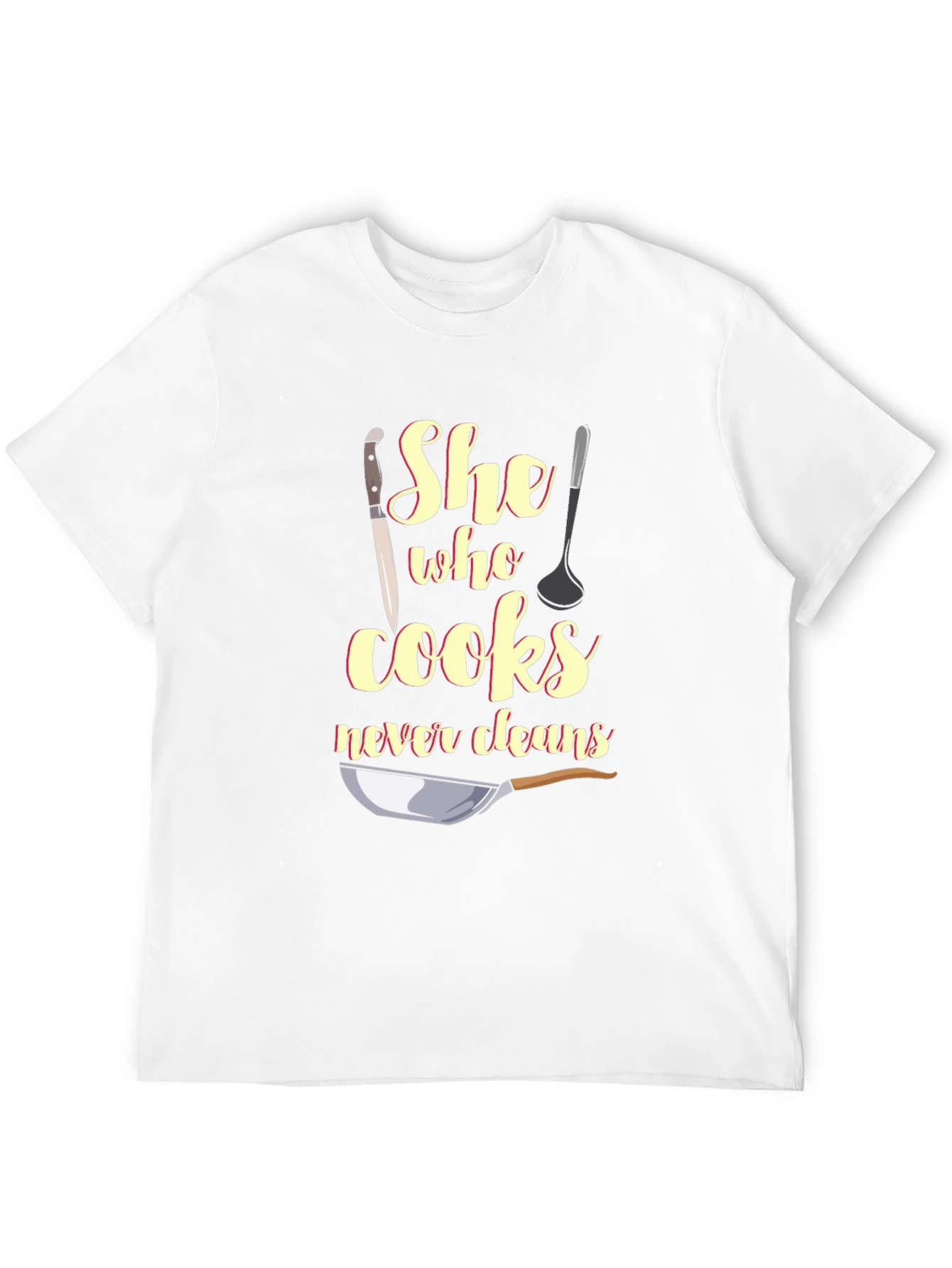 Black Funny "She Who Cooks Never Cleans" T-Shirt view 12