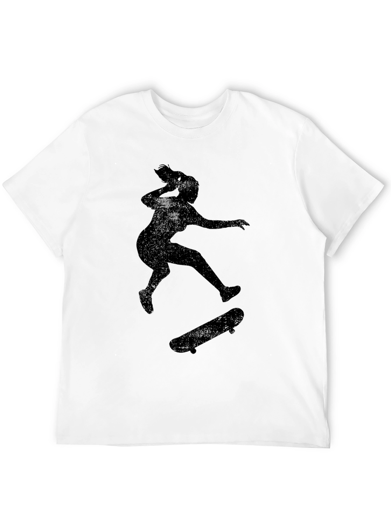 Black Skateboarder Graphic Tee - Black Cotton Casual T-Shirt view 12