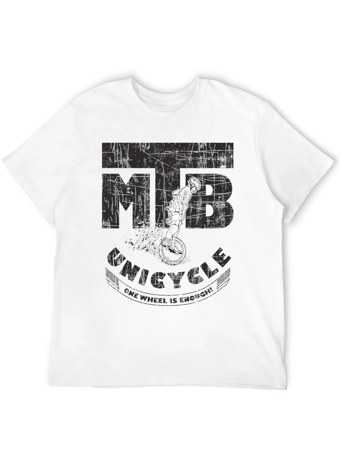 Black MTB Unicycle T-Shirt - One Wheel is Enough! view 12