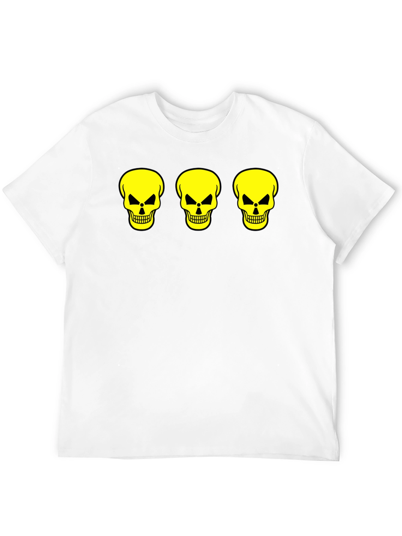 Black Skull Trio Graphic Tee - Black Cotton T-Shirt view 12