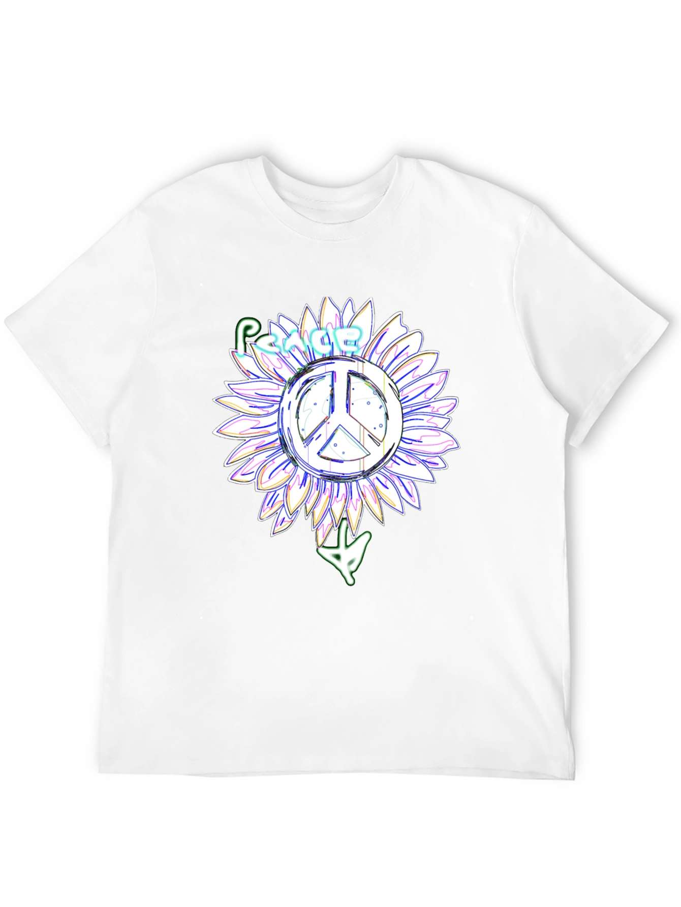Black Peace Sign Sunflower Black T-Shirt view 12