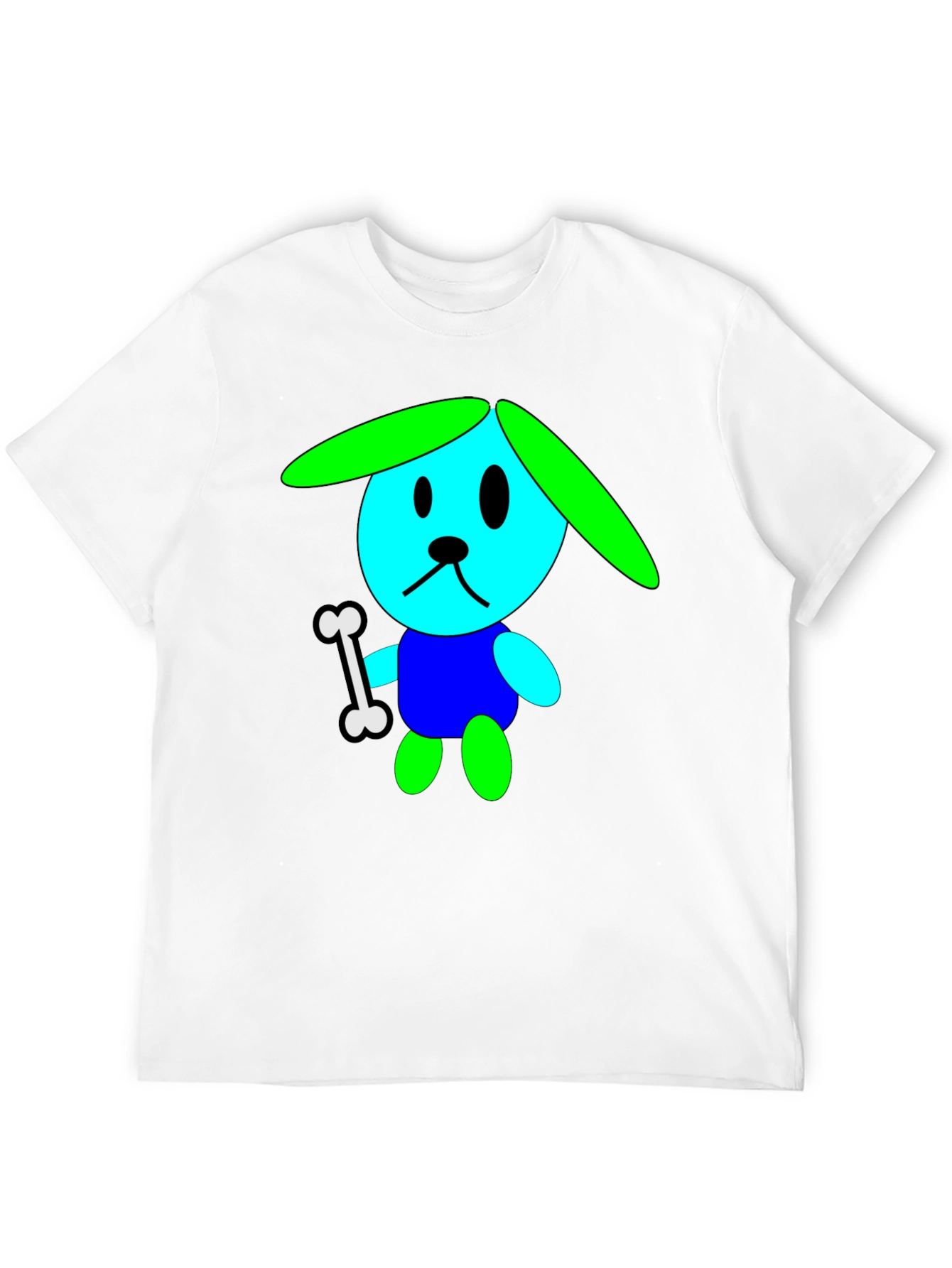 Black Cartoon Dog Graphic Tee - Black Cotton T-Shirt view 12