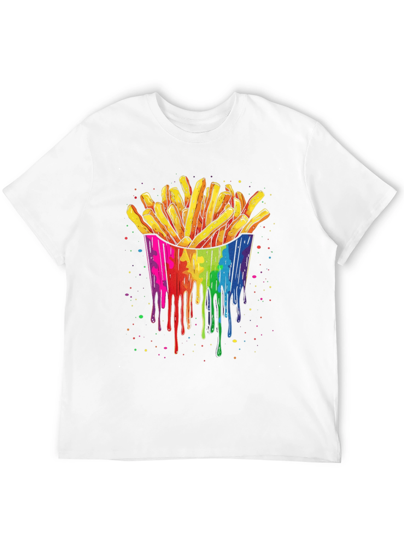 Black Rainbow Fries Graphic Tee - Unisex Black T-Shirt view 12