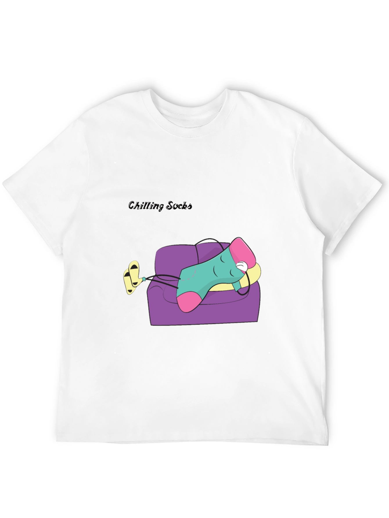 Black Chilling Socks Cartoon Graphic Tee - Relaxed Fit view 12