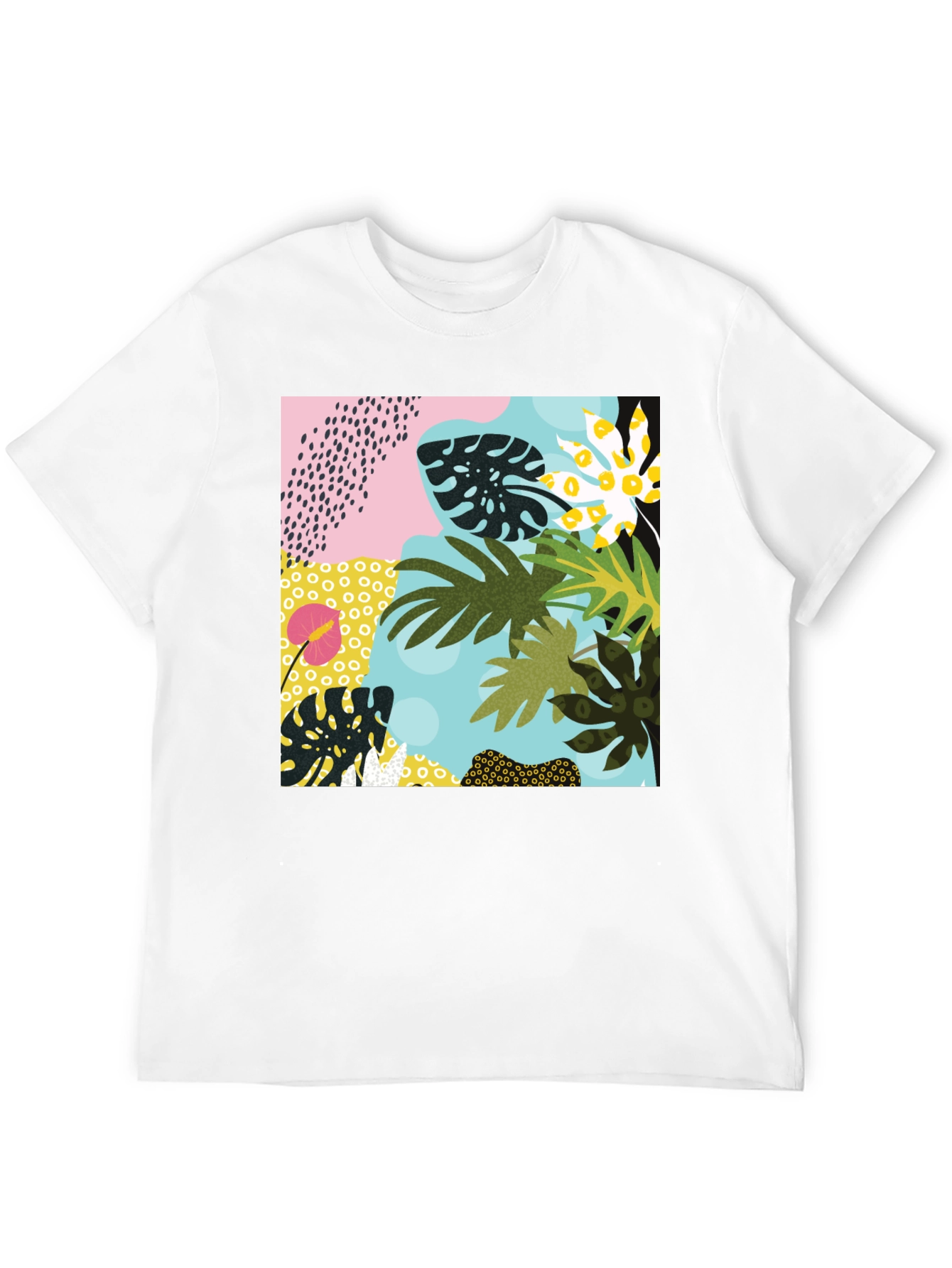 Black Tropical Print Black T-Shirt view 12