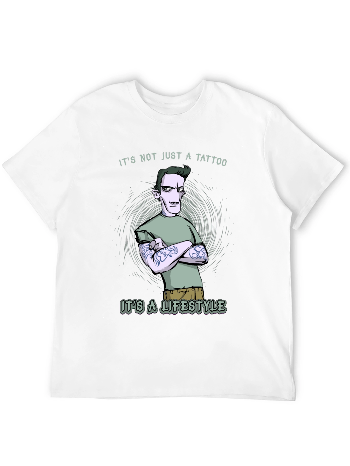 Black Tattoo Lifestyle Graphic Tee - Black Cotton T-Shirt view 12