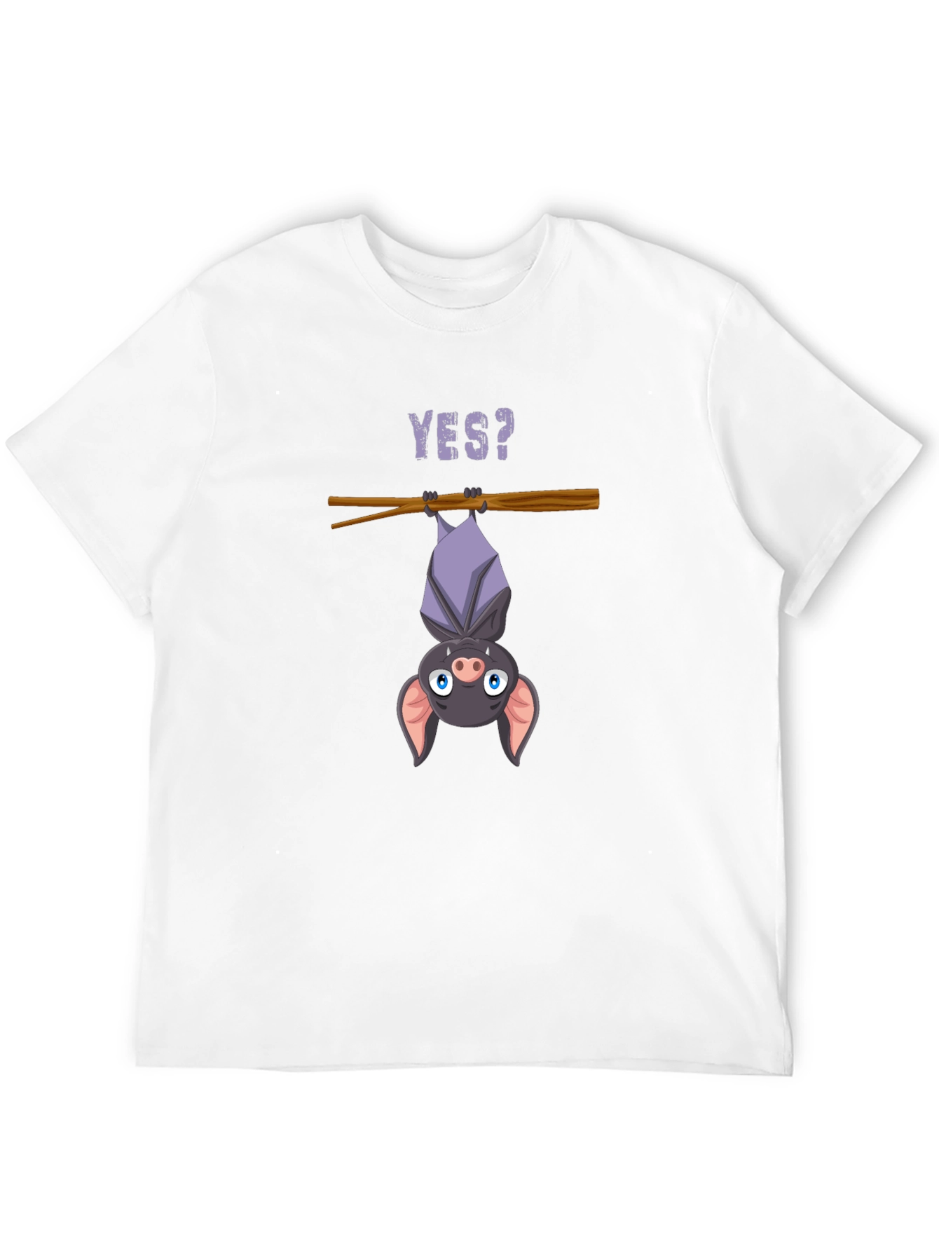 Black Cartoon Bat T-Shirt - Hanging Yes? Graphic Tee view 12