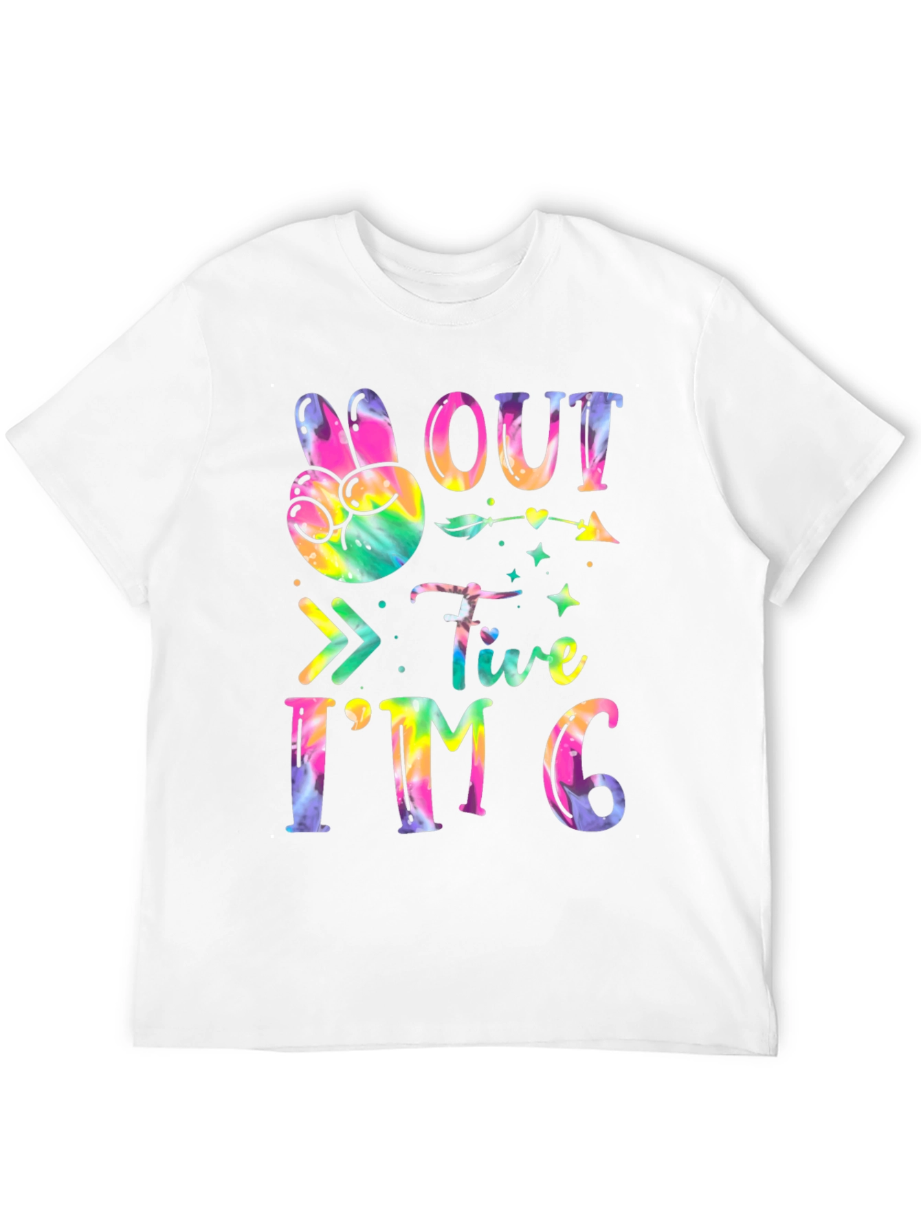 Black Peace Out Five I'm Six Tie Dye Birthday T-Shirt view 12