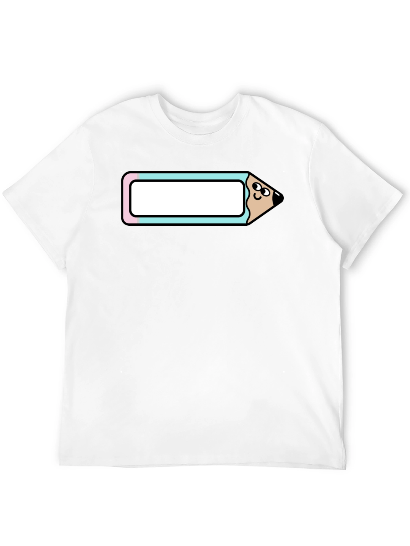 Black Cute Cartoon Pencil T-Shirt - Black Cotton Tee view 12