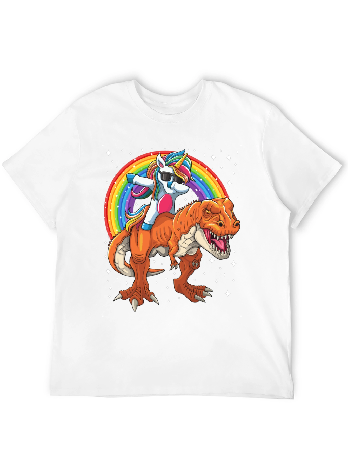 Black Unicorn Riding Dinosaur Men's Graphic T-Shirt view 12