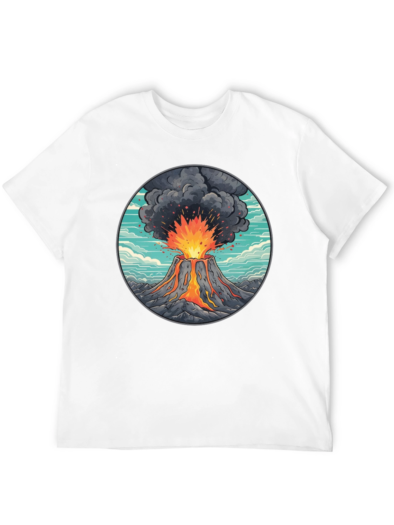 Black Volcano Eruption Graphic Tee - Black Cotton Blend view 12