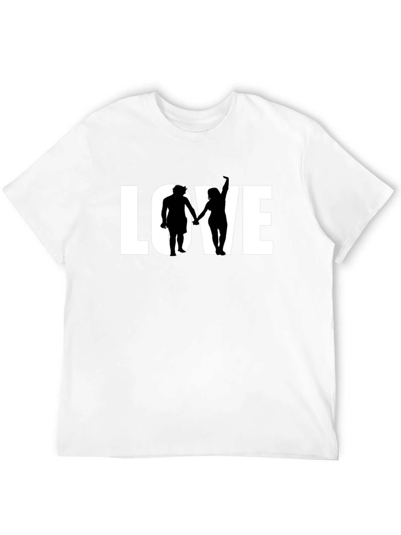 Black LOVE Graphic Tee - Couple Silhouette Black T-Shirt view 12