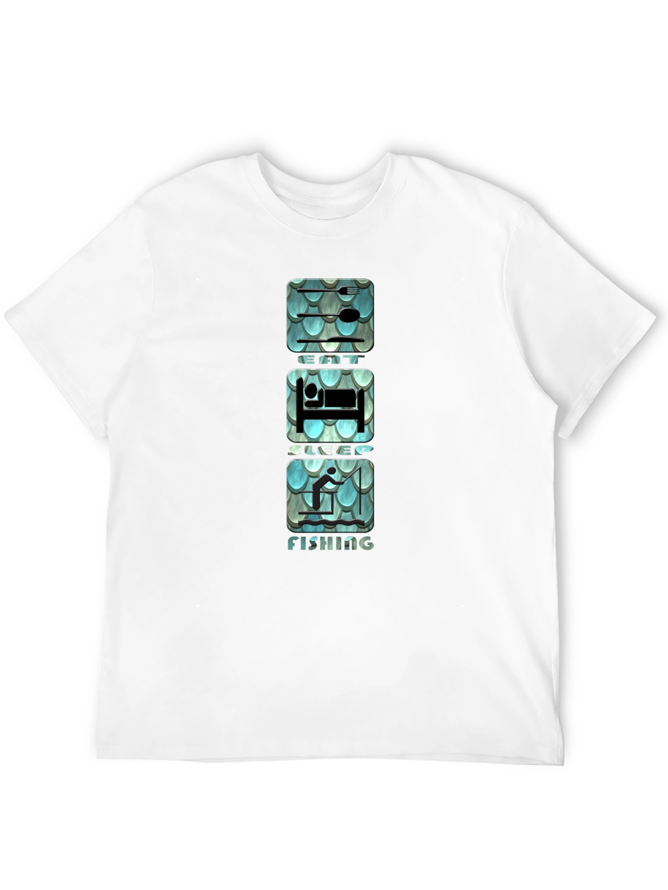 Black Eat Sleep Fishing Graphic Tee - Black Cotton T-Shirt view 12