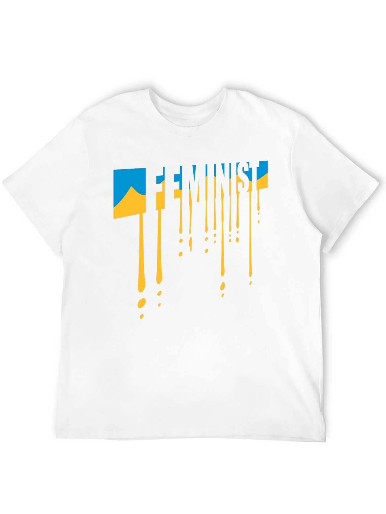Black Feminist Ukraine Flag Drip T-Shirt view 12