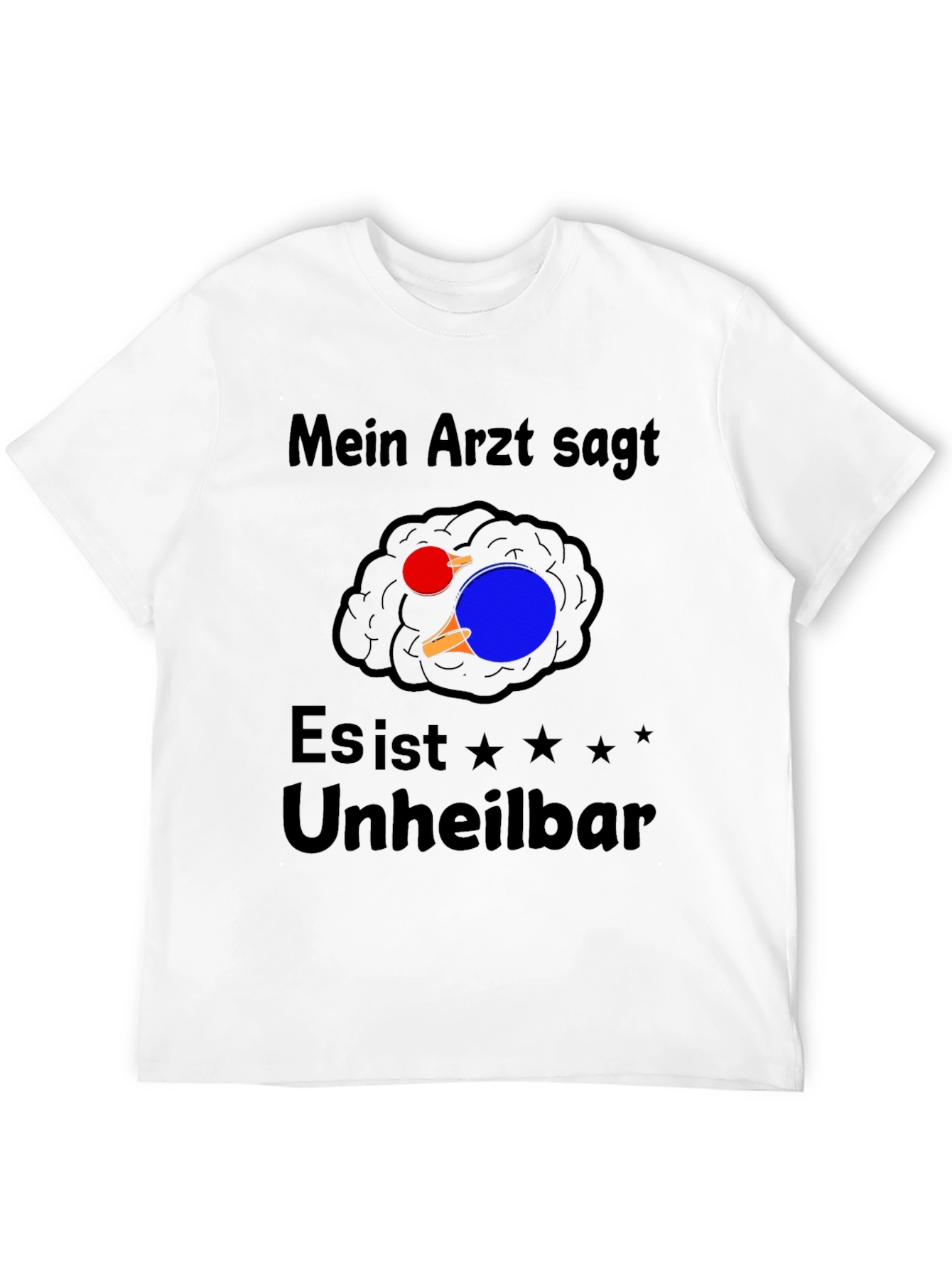 Black Funny Ping Pong Brain T-Shirt - Mein Arzt Sagt... view 12