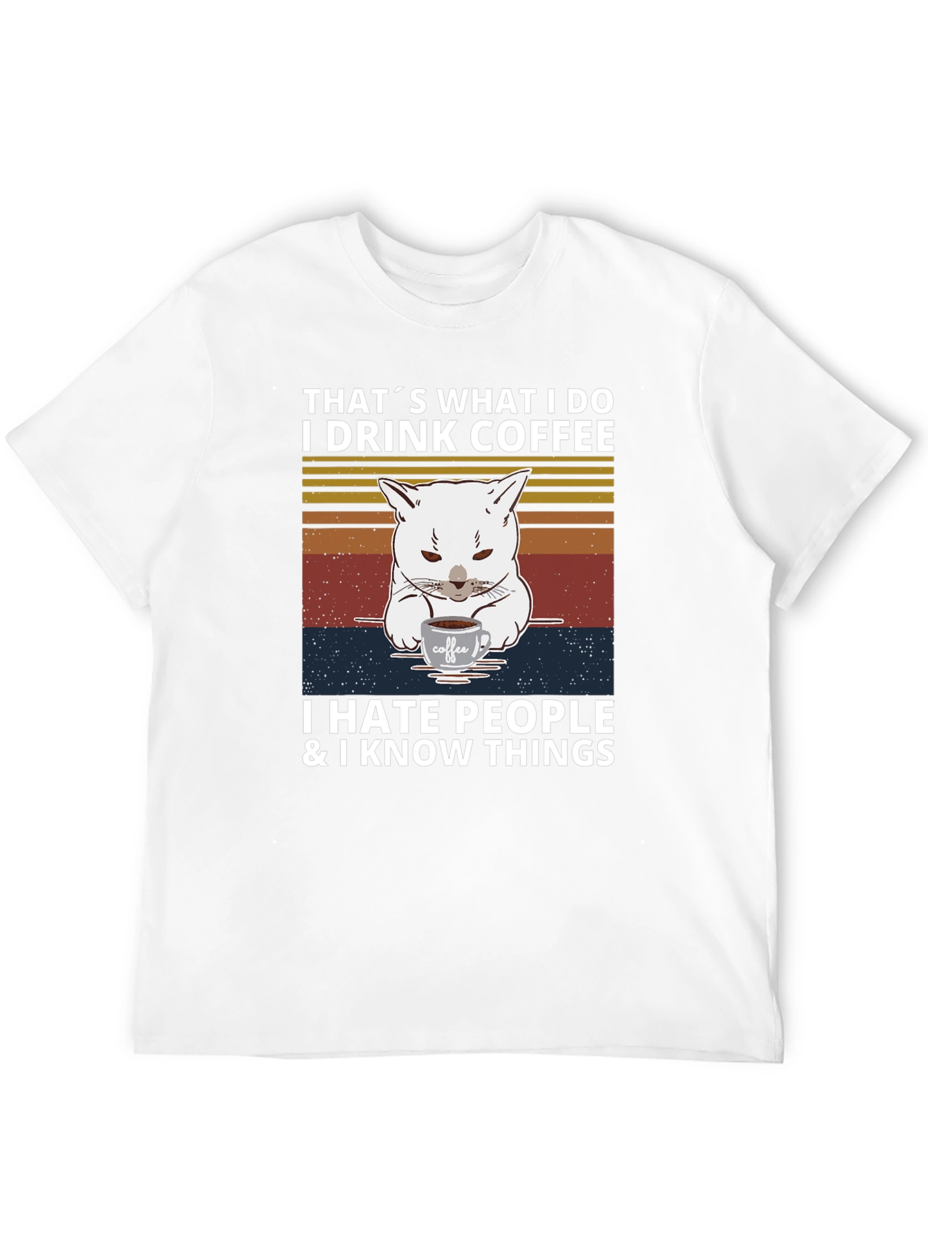 Black I Drink Coffee, I Hate People Cat T-Shirt view 12