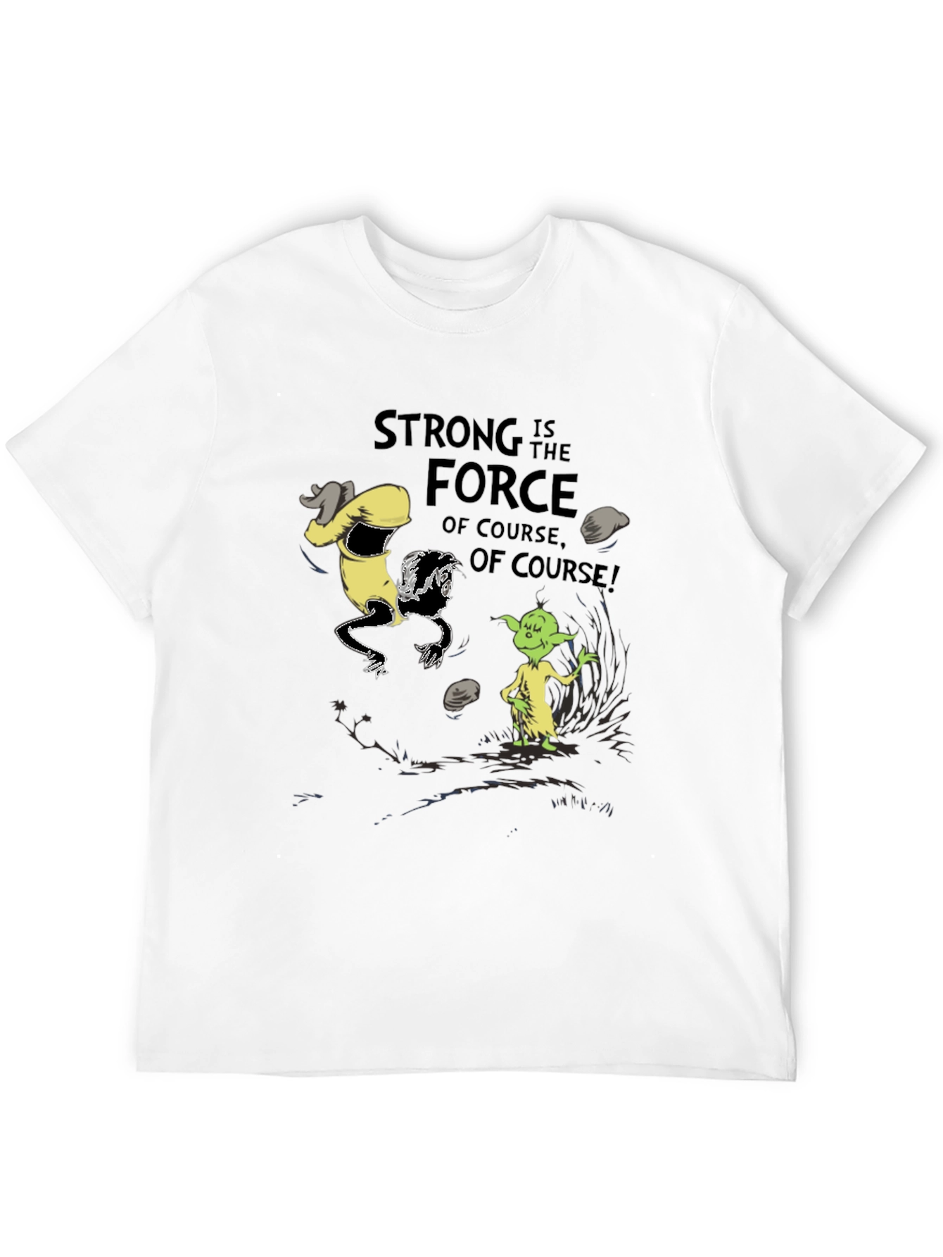 Black Grinch Yoda "Strong Force" Black T-Shirt view 12