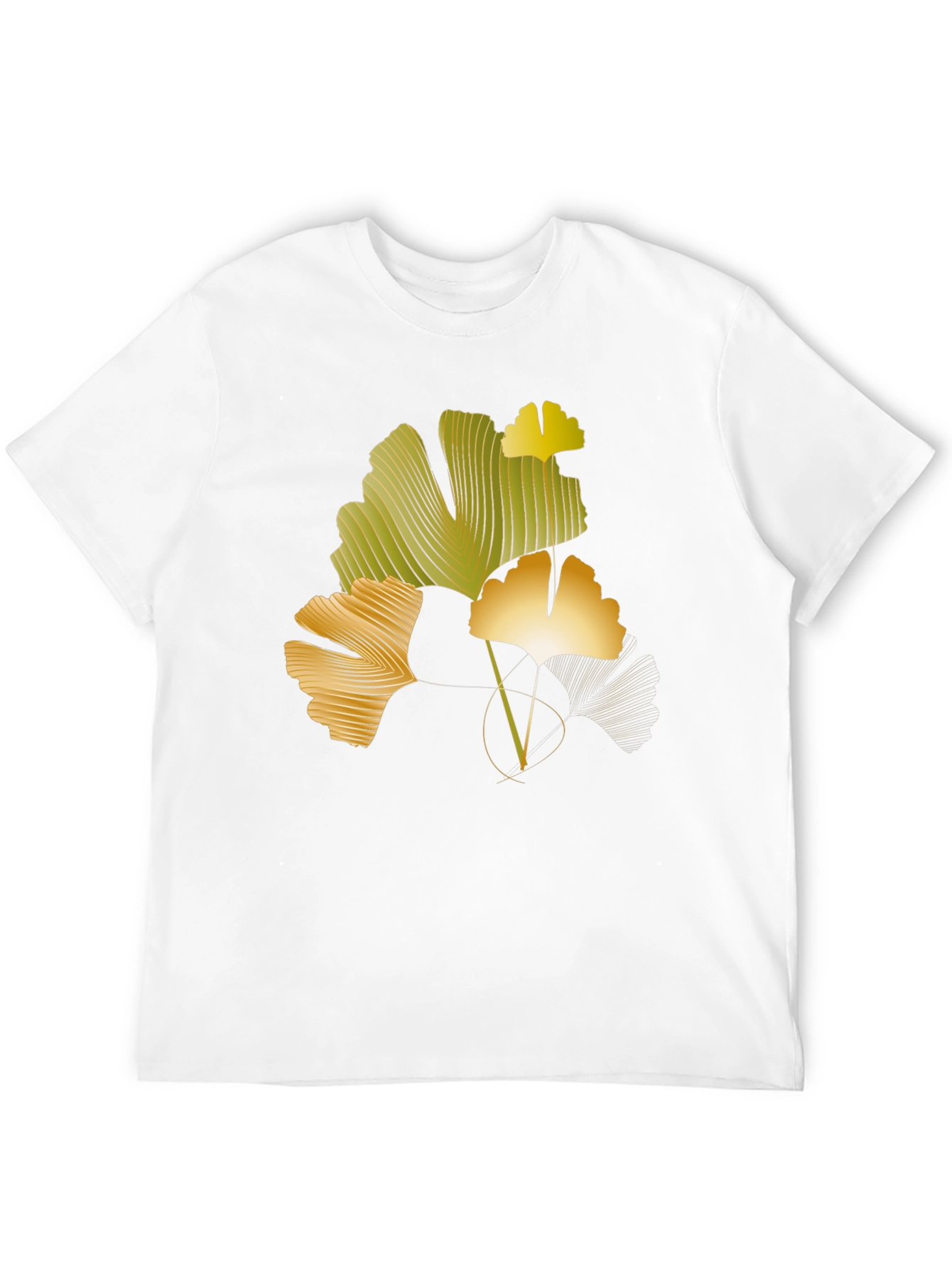 Black Ginkgo Leaf Graphic Black T-Shirt view 12