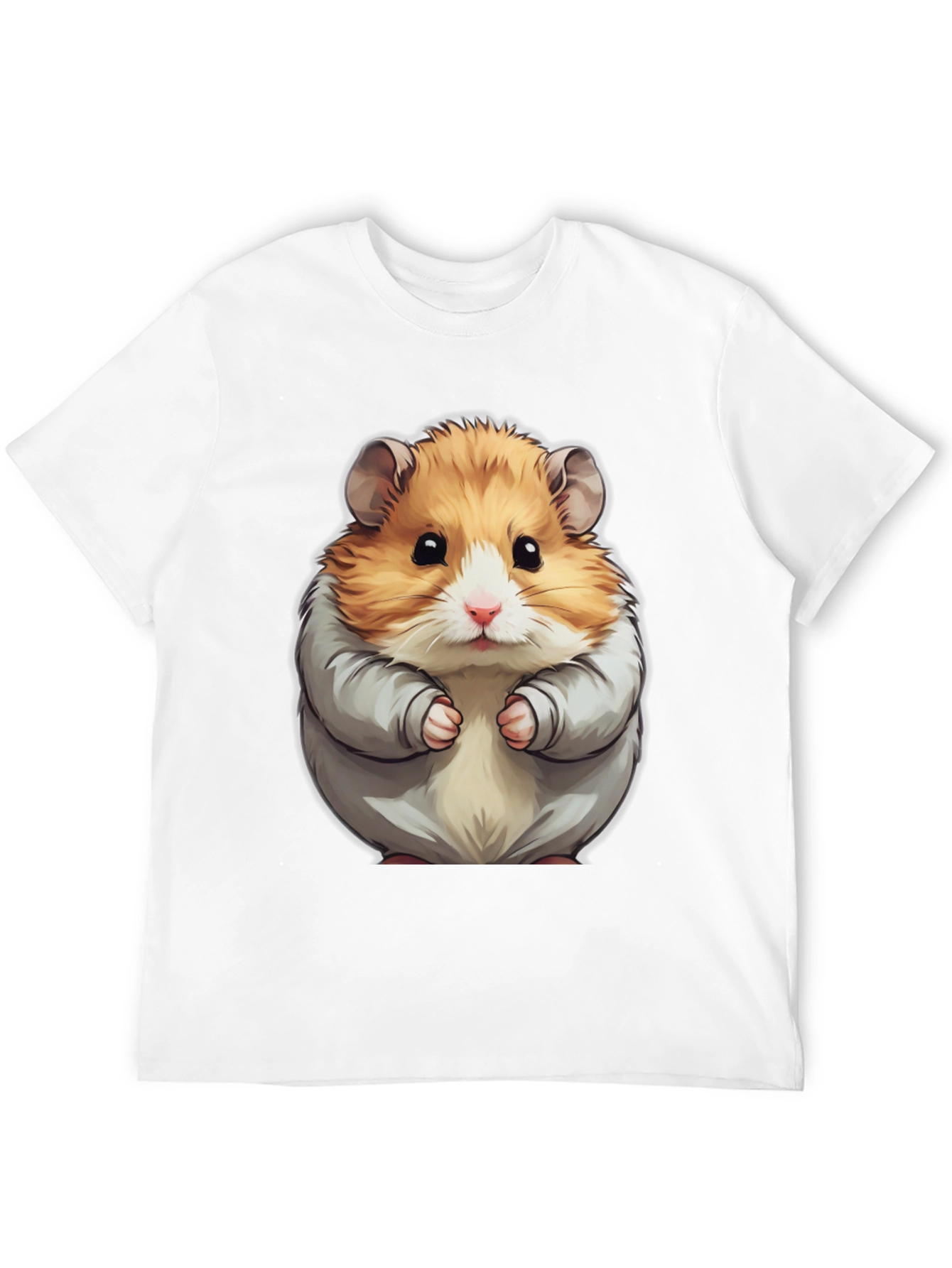Black Cute Hamster Graphic Tee - Black Cotton T-Shirt view 12