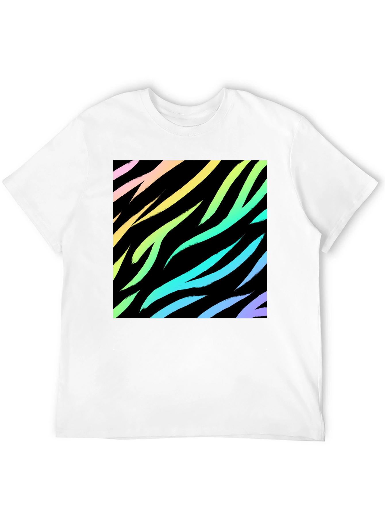 Black Rainbow Zebra Print Black T-Shirt view 12