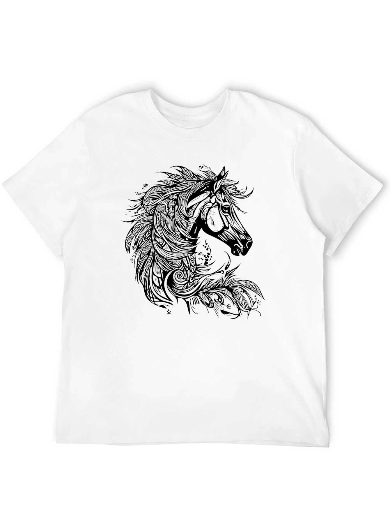 Black Horse Graphic Print T-Shirt - Black view 12