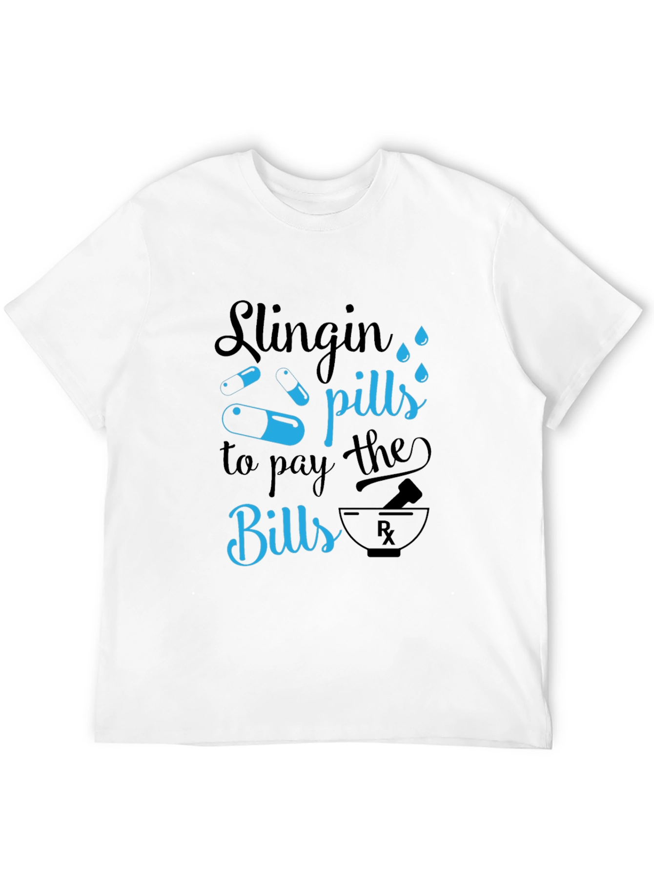Black Slingin' Pills Graphic T-Shirt - Funny Pharmacy Tee view 12